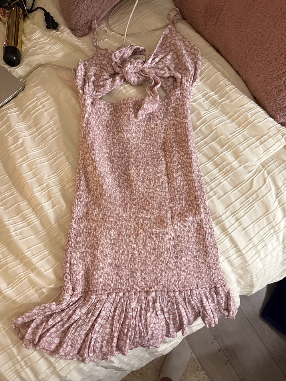 Ocean Drive Pink Floral Mini Dress with Ruffle Hem